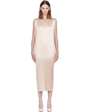 Issey Miyake Glossed Panels Pleats Maxi Dress - Pink