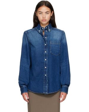 Mugler Washed Denim Power Shirt - Blue