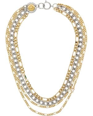 In Gold We Trust Multirow Chains Logo Clasp Necklace - Metallic