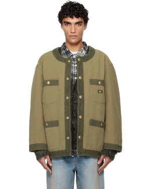 R13 Khaki Cord Trimmed Chore Jacket - Green
