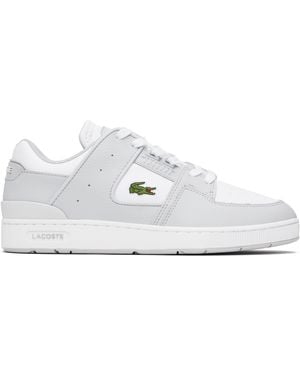 Lacoste ホワイト＆グレー Court Cage レザースニーカー - ブラック