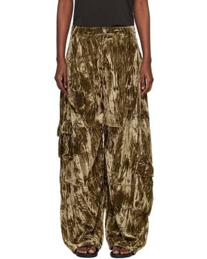 Collina Strada Khaki Velvet Lawn Cargo Pant - Multicolour