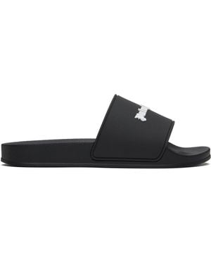 Palm Angels Logo Pool Slides - Black