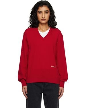 DUNST Soft V-Neck Jumper - Red