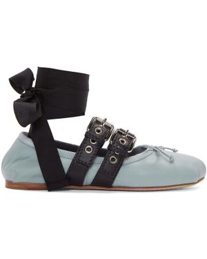 Miu Miu Blue Double Bands Ballerina Flats - Multicolour