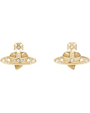 Vivienne Westwood New Diamante Heart Earrings - Black