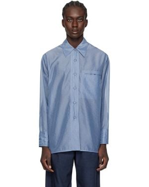 Low Classic See-Through Stitch Shirt - Blue