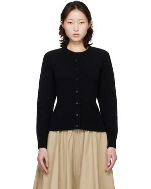 Cordera Cardigan Noir En Laine Mérinos À Dos Ouvert