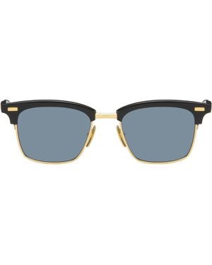 Thom Browne Acetate & Titanium Rectangular Sunglasses - Blue