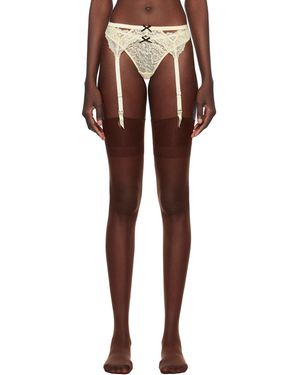 Fleur du Mal Porte-Jarretelles Bianca Jaune En Dentelle - Noir