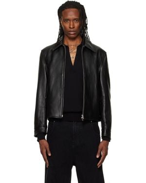 Tonywack Buckle Zip Leather Jacket - Black