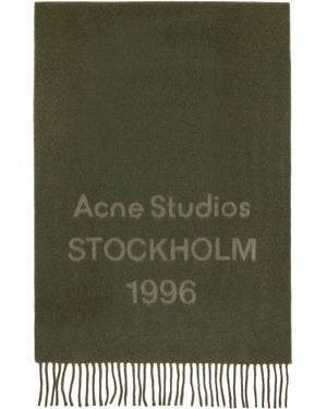 Acne Studios Khaki Wide Logo Scarf - Green