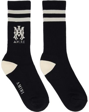 Amiri Chaussettes Noires À Monogramme Et À Rayures