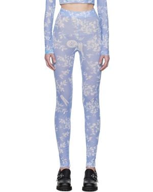 Moschino Floral Print Mesh Leggings - Blue