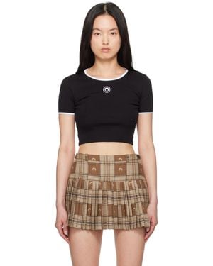 Marine Serre Moon Logo Jersey Cropped T-shirt - Black