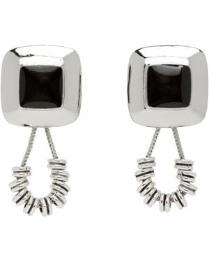 Toga Stone Beads Pierced Earrings - Black