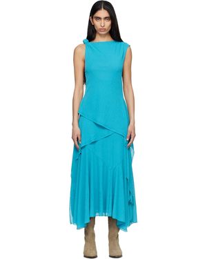 Ganni Marl Mesh Maxi Dress - Blue