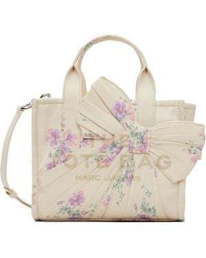 Marc Jacobs Off- Antique Floral Canvas Oversized Bow Small Tote - Metallic