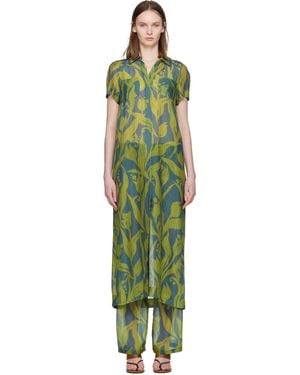 Dries Van Noten Long Shirt Maxi Dress - Green