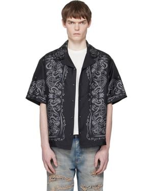 Amiri Bandana Paint Oversized Bowling Shirt - Black