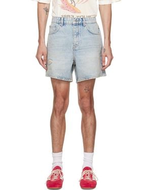 Represent 'Busy Doing Nothing' Denim Shorts - Blue