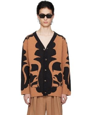 Nanushka Cardigan Boan Brun Et Noir