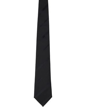 Comme des Garçons Silk Houndstooth Stripe Tie - Black