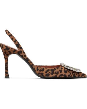 AMINA MUADDI Tan & Camelia 90 Sling Heels - Black