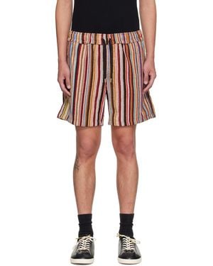 Paul Smith Short Multicolore En Tissu Éponge À Rayures Emblématiques - Rouge