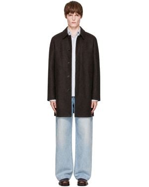 A.P.C. Mackintosh Auster Brun En Melton De Laine Cardée - Noir