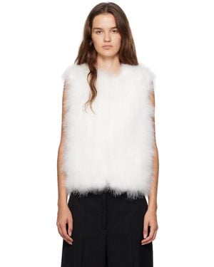 Yves Salomon Cropped Feather Vest - Black