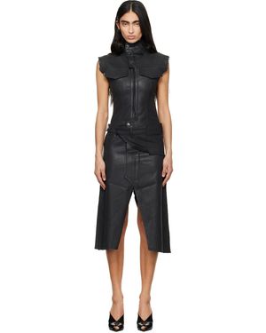 OTTOLINGER Robe Midi Noire En Denim Enduit À Ceinture