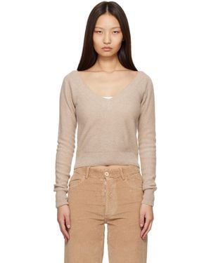 Baserange Tan Tier V-Neck Sweater - Natural