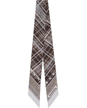 Acne Studios Silk Check Scarf - Gray