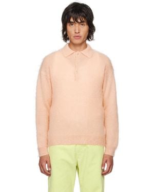 AURALEE スーパーキッドモヘア ニットポロシャツ - ブルー