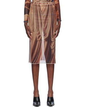 ROKH Draped Printed Midi Skirt - Multicolour