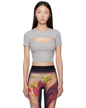 Marine Serre Moon Logo Ribbed Jersey Cut-out T-shirt - Multicolour