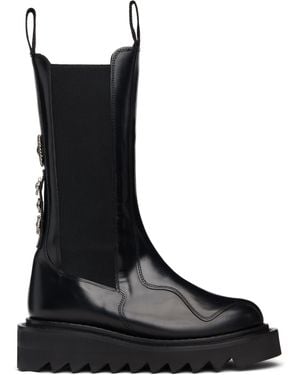 Toga Ssense Exclusive Mid Calf Leather Chelsea Boots - Black