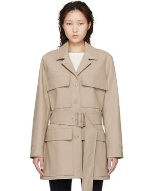 Courreges Utility Belted Coat - Natural