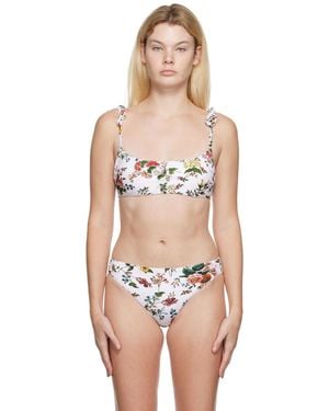 Erdem ホワイト Thea ビキニトップ - ブラック