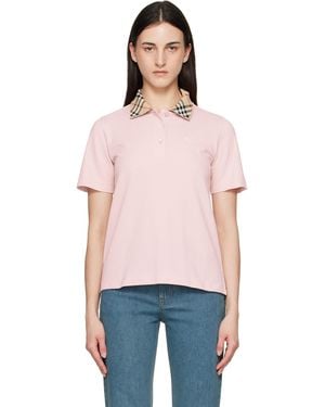 Burberry Check Collar Polo - Red