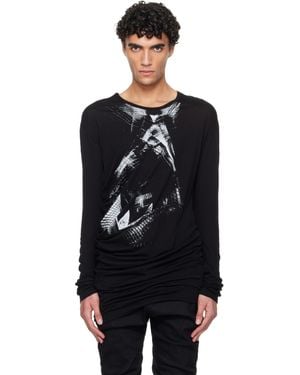 Julius Numinous Print Curved T-Shirt - Black