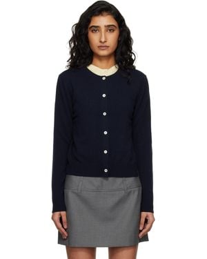 DUNST Essential Crewneck Knit Cardigan - Blue