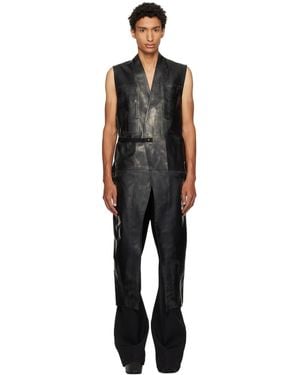 Rick Owens Tower Long Lab Leather Vest - Black