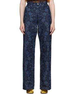 Dries Van Noten インディゴ プリント デニム ジーンズ - ブルー