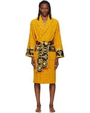 Versace Sortie-De-Bain Jaune À Motif I Love Baroque