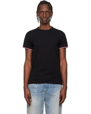Moncler Tricolor-Trimmed Cotton T-Shirt - Black