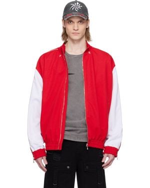 Kusikohc レッド＆ホワイト Full Zip Fleece トラックジャケット