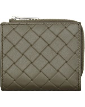 Bottega Veneta Khaki Intrecciato Stamp Bi-Fold Wallet - Green