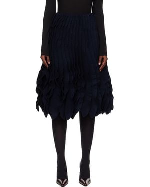 Alaïa Tweed Knit Frills Midi Skirt - Black